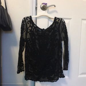 Black lace shirt, 3/4 sleeve